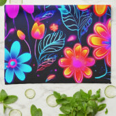 Neon Floral Fantasy Theedoek (Gevouwen)