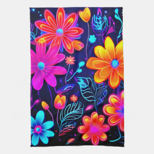 Neon Floral Fantasy Theedoek