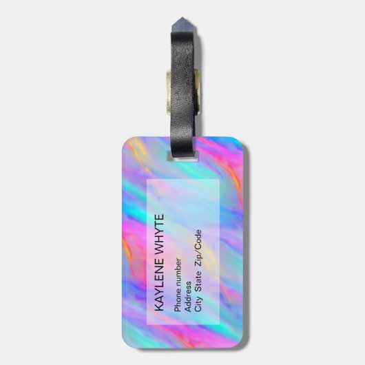 Neon Flow gepersonaliseerd Bagagelabel (Achterkant verticaal)