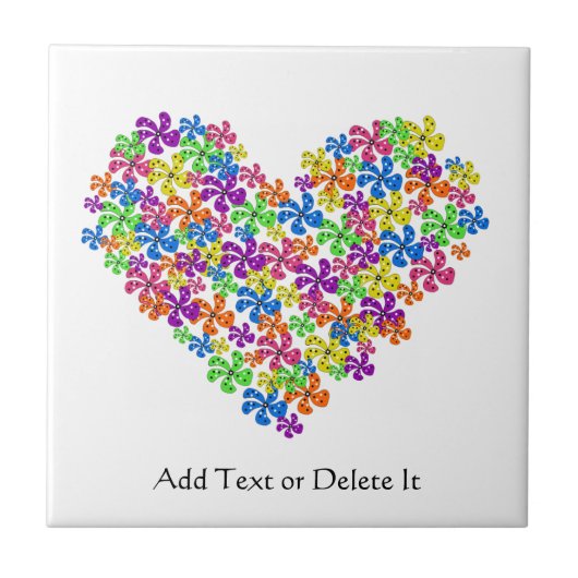 Neon Flower Heart Tegeltje (Voorkant)