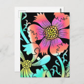 Neon Flowers Briefkaart (Voorkant / Achterkant)