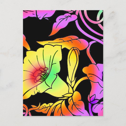 Neon Flowers Briefkaart (Voorkant)