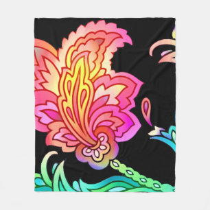 Neon Flowers Fleece Deken