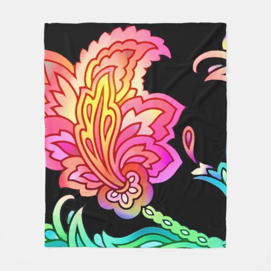 Neon Flowers Fleece Deken (Voorkant)