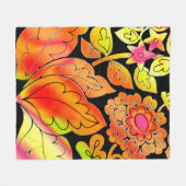 Neon Flowers Fleece Deken (Voorkant (Horizontaal))