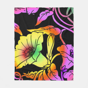 Neon Flowers Fleece Deken