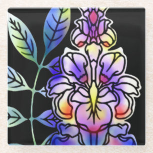 Neon Flowers Glazen Onderzetter