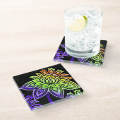 Neon Flowers Glazen Onderzetter (Schuin)