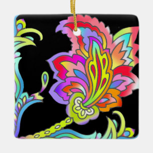 Neon Flowers Keramisch Ornament