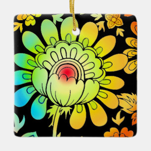 Neon Flowers Keramisch Ornament