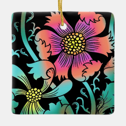 Neon Flowers Keramisch Ornament (Voorkant)