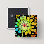 Neon Flowers Vierkante Button 5,1 Cm (Voorkant /achterkant)
