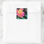 Neon Flowers Vierkante Sticker (Tas)