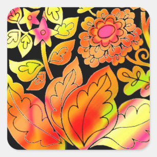Neon Flowers Vierkante Sticker