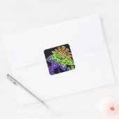 Neon Flowers Vierkante Sticker (Envelop)