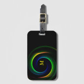 Neon Fluorescent Colour Monogram Bagage Reis Bagagelabel (Voorkant (verticaal))