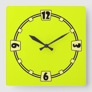 neon Fluorescent yellow lemon bright color Vierkante Klok