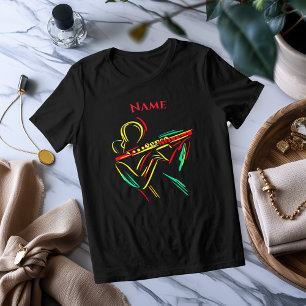 Neon Flute Line Art   Levendig muzikaal T-shirt