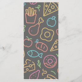 Neon Food Outline Naadloze Patroon Menu