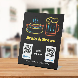 Neon Food Scan om QR Code Pedestal Sign te betalen Reclamebord Met Voetstuk