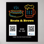 Neon Food Scan to Pay QR Code Poster (Voorkant)