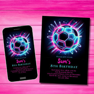 Neon Football Anniversaire Invitation Filles Footb