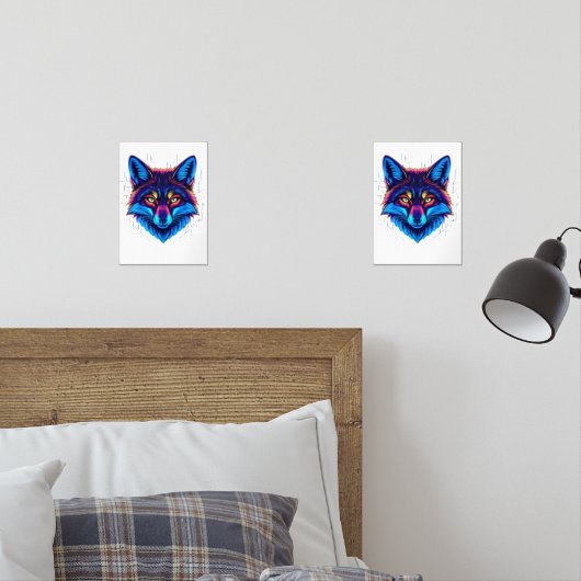 Neon Fox Face – Vibrant Glowing Design (Chambre à coucher)