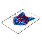 Neon Fox Face – Vibrant Glowing Design Notitieboek (Linkerzijde)