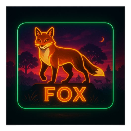 Neon Fox Poster Perfect Poster (Voorkant)