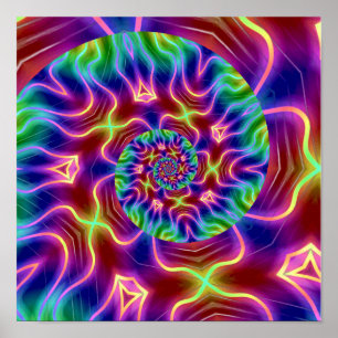 Neon FRACTALE Spiraal Poster