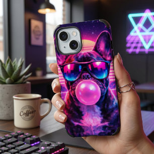 Neon Franse Bulldog Bubblegum Synthwave