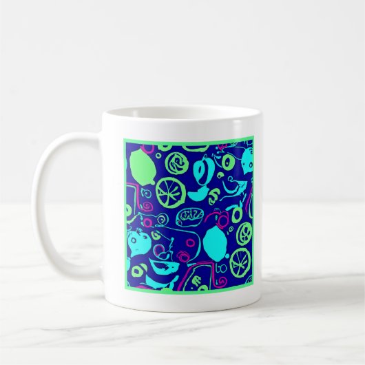 Neon Fruits Pattern Art Koffiemok (Links)