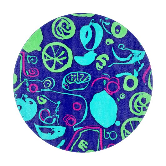 Neon Fruits Pattern Art Snijplank (Voorkant)