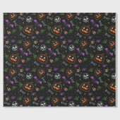 Neon Fun Halloween Pattern Cadeaupapier (Vlak)