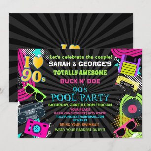 Neon Fun Koppels Totally Awesome 90s Pool Party Kaart