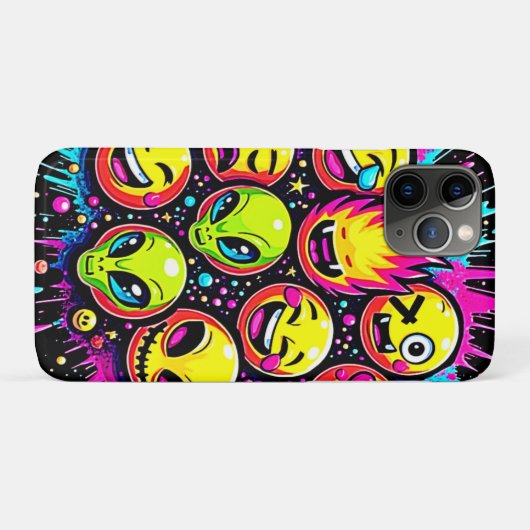Neon Funky Emoji Mix Case-Mate iPhone Case (Achterkant (horizontaal))