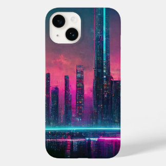 Neon futuriste Cyberpunk Cityscape iPhone 14 Coque