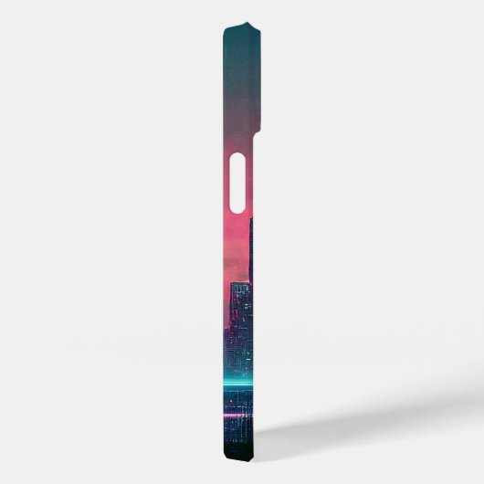 Neon futuriste Cyberpunk Cityscape iPhone 14 Coque (Verso / Droite)