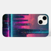Neon futuriste Cyberpunk Cityscape iPhone 14 Coque (Verso (horizontal))