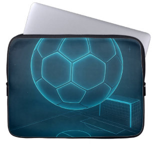 Neon Futuristische Voetbal Field Art Laptop Sleeve