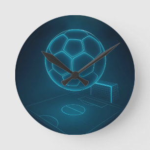 Neon Futuristische Voetbal Field Art Ronde Klok