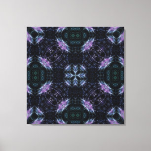 Neon Galaxy Mandala met futuristische gloed Canvas Afdruk