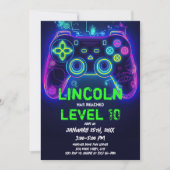 Neon Gamer Arcade Video Game Level op zaterdag Kaart (Voorkant)