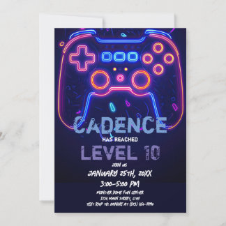 Neon Gamer Arcade Video Game Level op zaterdag Kaart