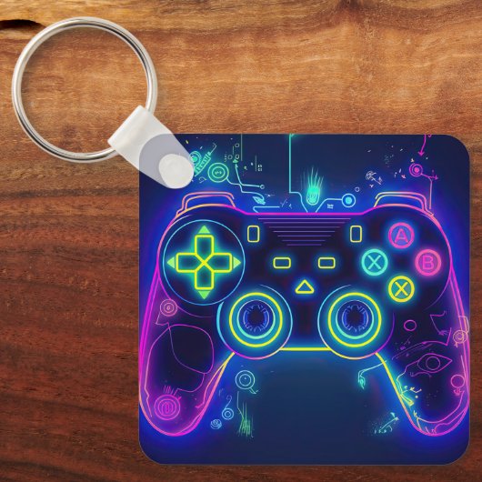 Neon Gamer Arcade Video Game Level op zaterdag Sleutelhanger (Voorkant)