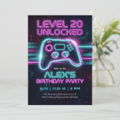 Neon Gamer Birthday Invitation Game for Teen Boy (Debout devant)