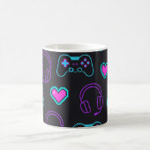 Neon Gamer Controller and Hearts Pattern Magische Mok (Center)
