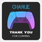 NEON GAMER-CONTROLLERNIVEAU OMHOOG VIERKANTE STICKER (Voorkant)