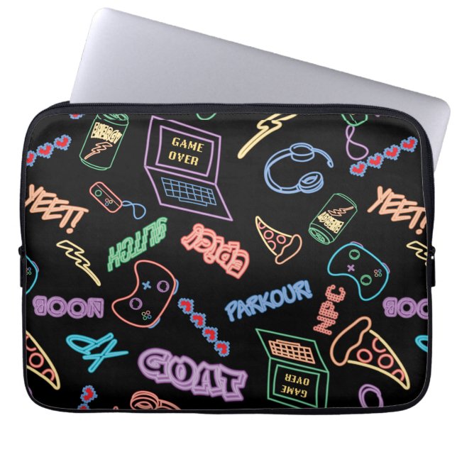 Neon Gamer Laptop Sleeve (Voorkant)