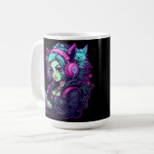 Neon gamer meisje koffiemok (Voorkant links)